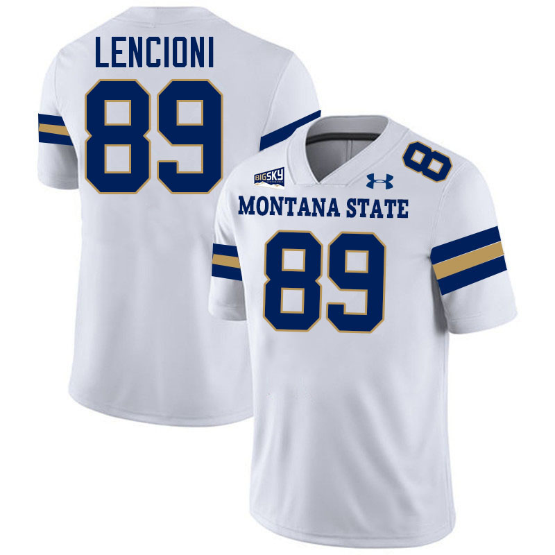 #89 Rocky Lencioni Montana State Bobcats Jerseys Football Uniforms Stitched-White